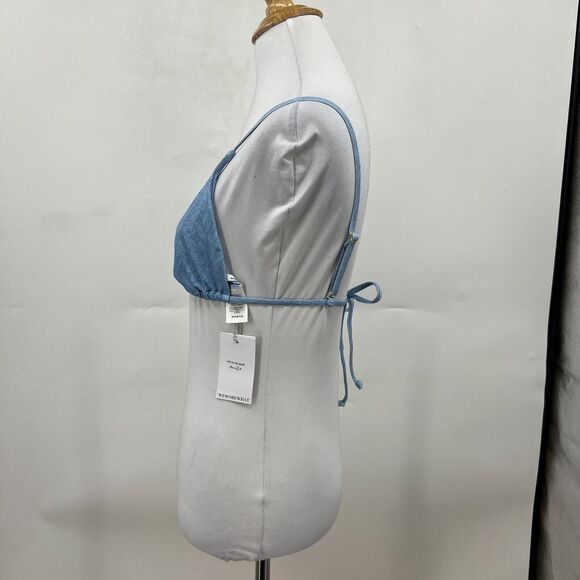 We Wore What Copper Bikini Top Womens XL Extra Large Denim String Triangle Swim - Picture 3 of 11